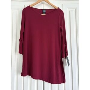 Clara Sun Woo Tunic Top Ruffle Sleeve Asymmetrical Women's Size XS NWT